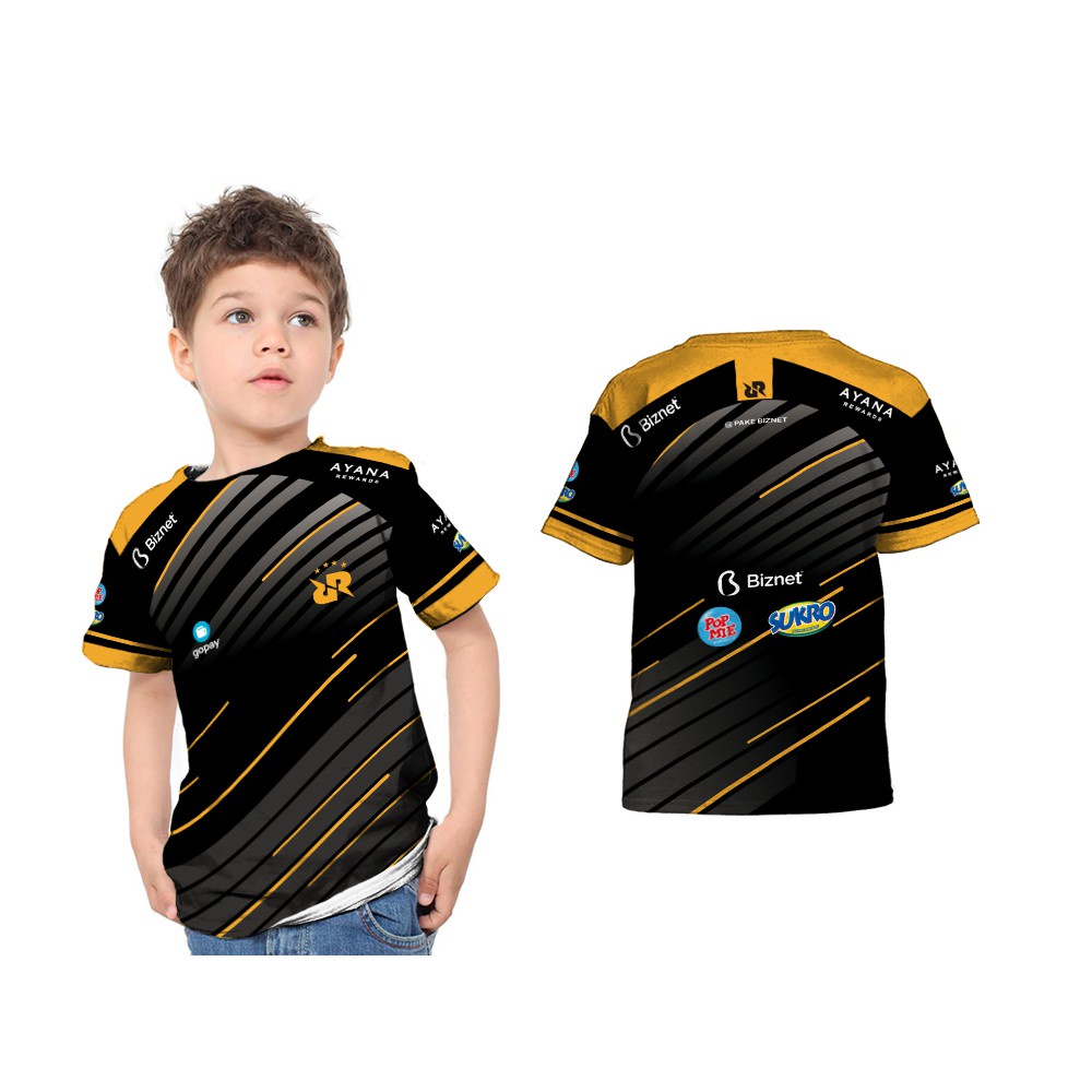 Baju Kaos Jersey  Anak RRQ 2020 Esport Gaming Free Nickname 01 Fullprint Cowok Laki Laki Prempuan 1 