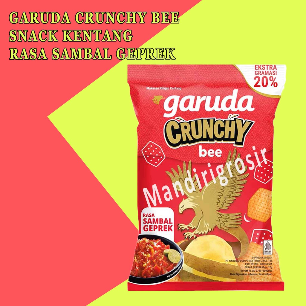 Snack Kentang* Garuda Crunchy Bee* Rasa Sambal Geprek* 58g+12g