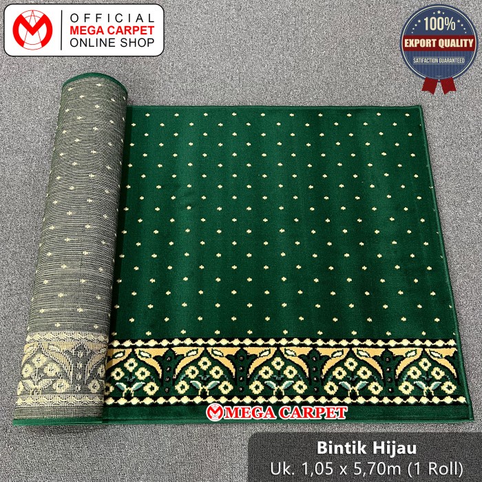 Sajadah Sajadah Roll / Karpet Masjid / Karpet Mushola [Bintik Hijau]
