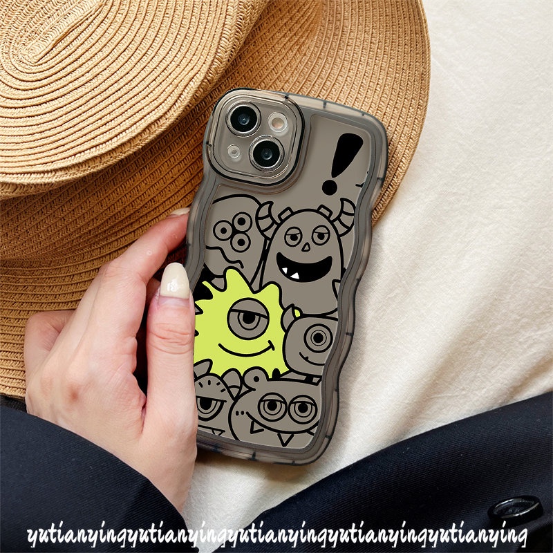 Kartun Cute Little Monster Case Oppo A17 A16 A7 A77s A9 A53 A12 A96 A15 A57 A3s A54 A17K A95 A16s A74 A5s A55 A76 A1k A77 A5 A16K A52 Reno 5F 7Z 86 Soft Tpu Wavy Edge Back Sarung