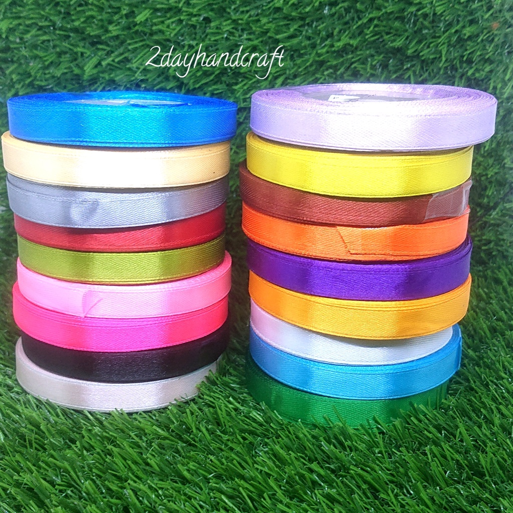 

1 Roll Pita Satin 1cm Pita satin 3/8 inch - Pita satin Warna Dasar