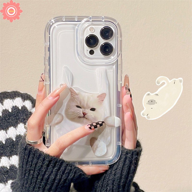 Case Airbag Kartun Kucing Anjing Lucu Kompatibel Untuk iPhone 7Plus 8Plus 11 14 13 12 Pro MAX 6 6S Plus XR X XS MAX Shockproof Lembut TPU Silicon Bening Pasangan Ponsel Cover