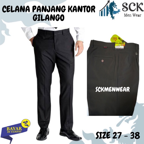 Celana Panjang Basic Pria GILANGO Formal Kerja Kantor Katun ukuran 27-38 - sck