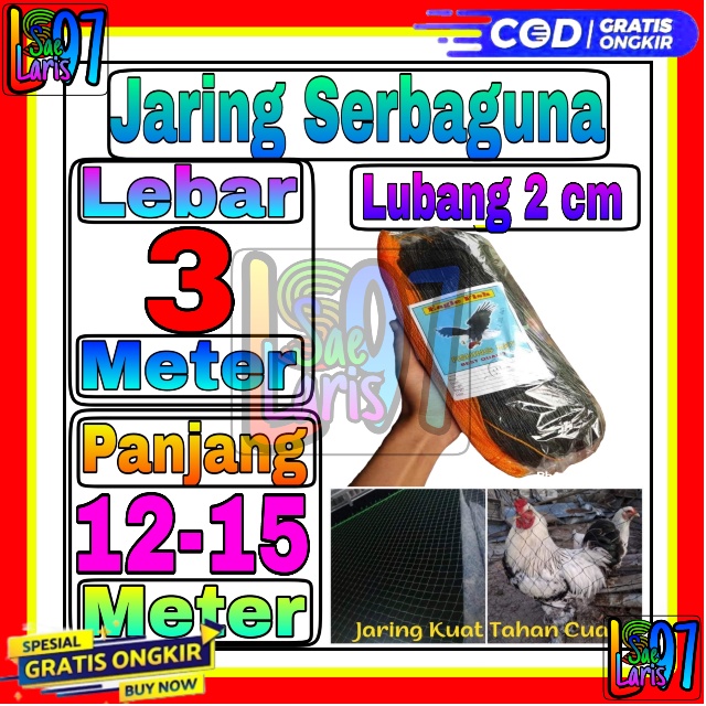 Jaring Pagar Ayam 3 meter / Jaring Lubang Kecil /Jaring Kandang /Jaring Burung / Jaring Taman