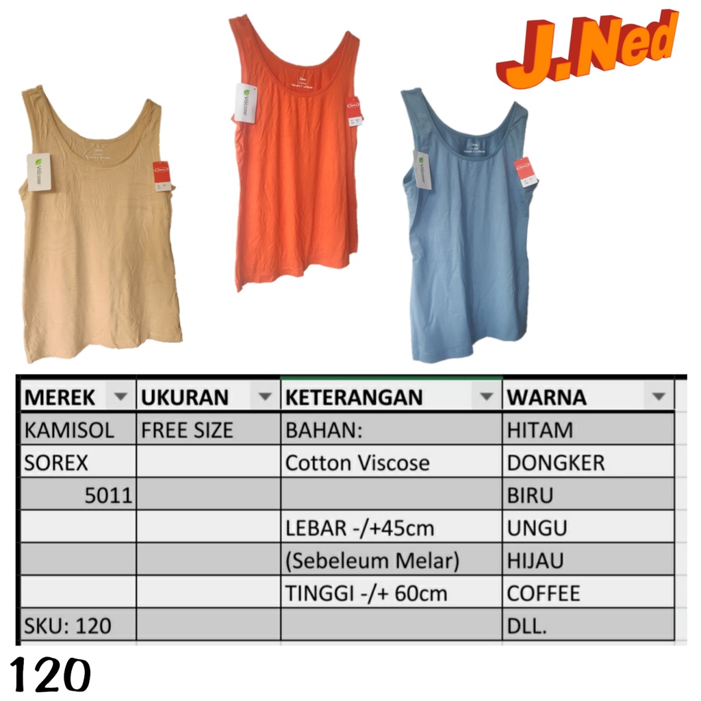 J120 ATASAN KAOS DALAM WANITA TANKTOP WANITA CAMISOL SOREX