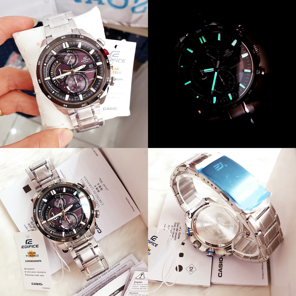 Jam Tangan Pria C*s*o ED*F*C* EQS-600DB-1A9 EQS-600 Chronograph Silver Steel | Solar Powered