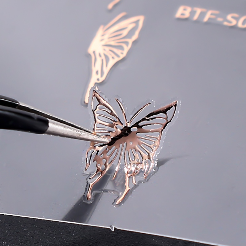 3d Berongga Kupu-Kupu Nail Art Stiker/Reflektif Laser Bintang Emas Perak Kuku Manicure Sticker