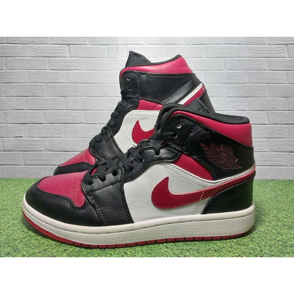 Nike Air Jordan 1 Mid Black White Noble Red