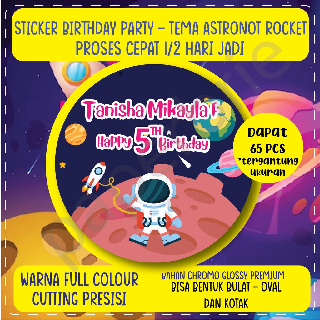 label stiker ASTRONOT ROCKET Ulang Tahun Anak - sticker birthday party stiker hampers sticker hamper stiker bingkisan ultah