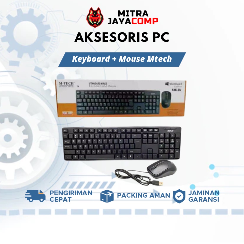 Keyboard Mouse Standard / Keyboard mouse 2 in 1 Aksesoris Komputer PC Gaming Kantor Sekolah