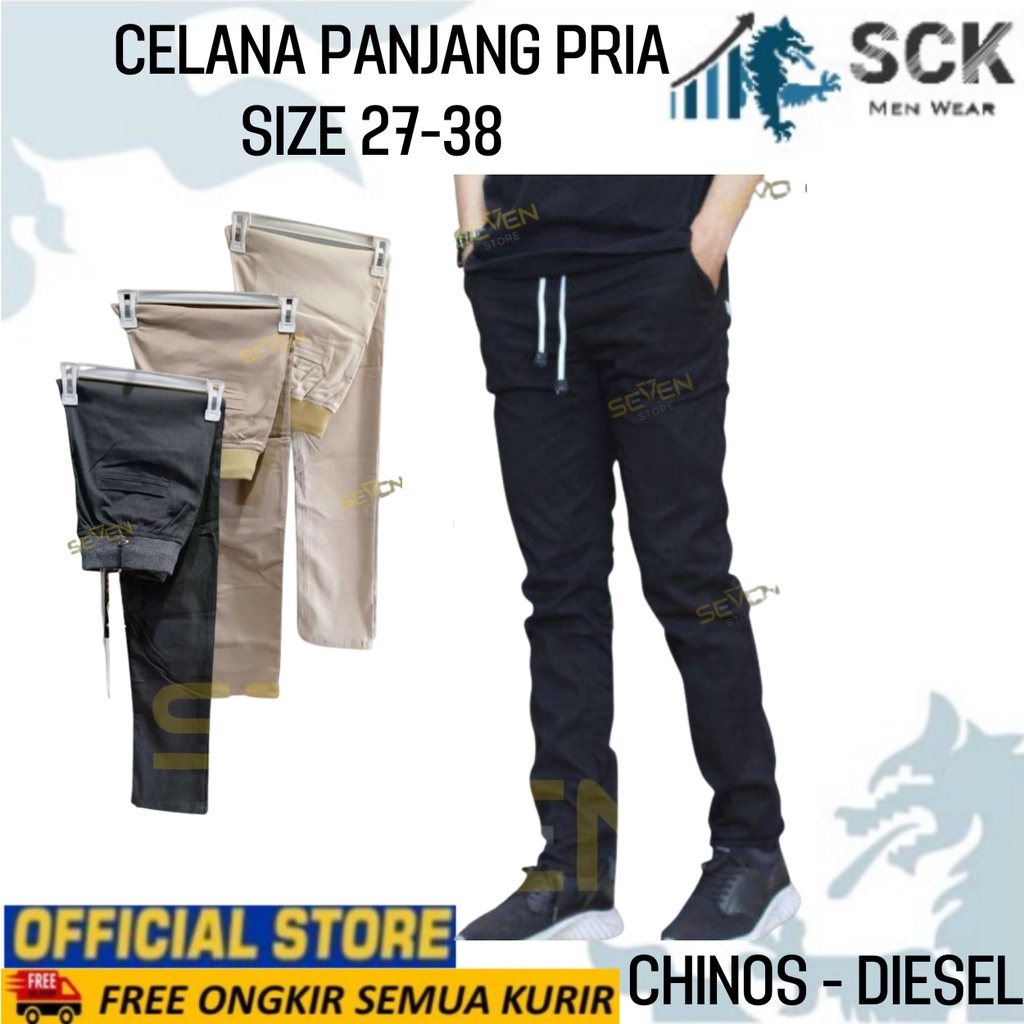 Celana Panjang Chinos DISEL Ukuran M-4XL Aneka Warna Pinggang Karet Tali - sckmenwear GROSIR