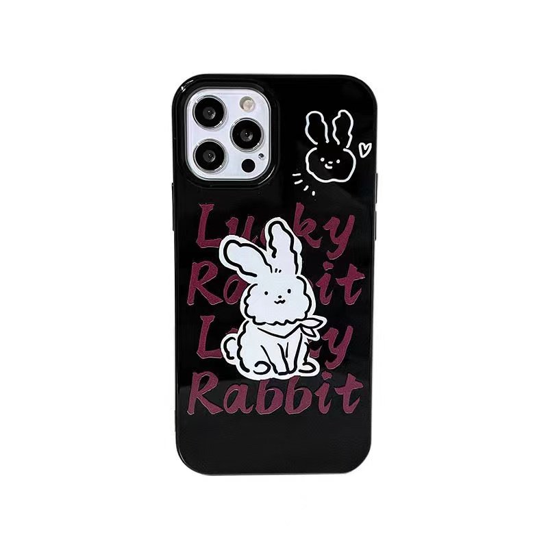 IPHONE Ins Pola Kelinci Cocok Untuk Iphone14 14pro 14plus 13 13mini 13pro 13prm iPhone12 7Plus 8Plus Xr XS 13 12mini Pro Max TPU Empat Sudut Casing Ponsel Tahan Guncangan