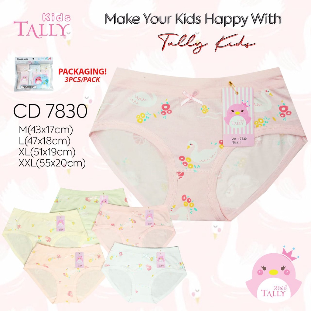 TALLY KIDS GIRL 7830 I SIZE M - XXL I CD CELANA DALAM ANAK CEWEK I BAHAN KATUN