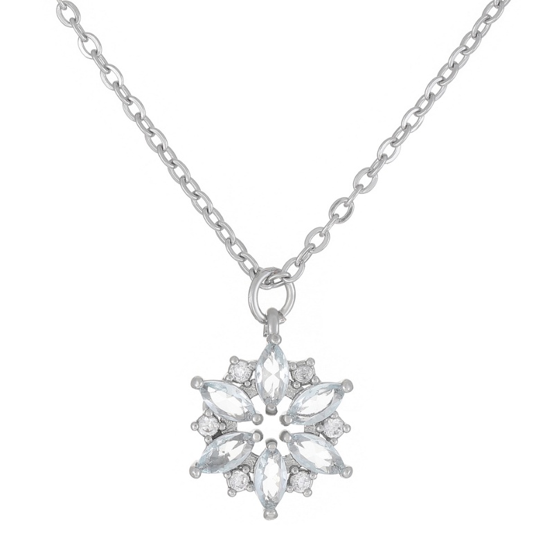 Kalung Snowflake Transparan Romantis Korea Kalung Liontin Wanita Manis Dan Modis