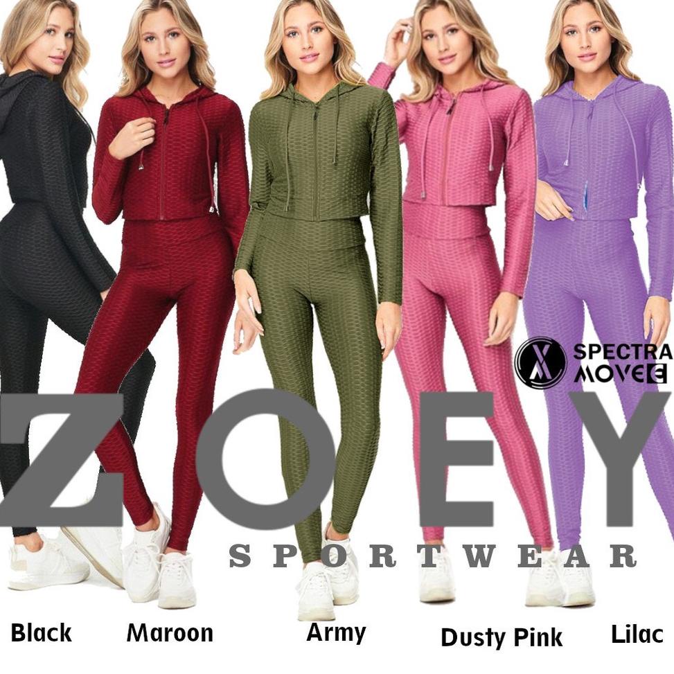 PALING DIMINATI Setelan senam tangan panjang ZOEY SET setelan olahraga wanita baju senam set sport l