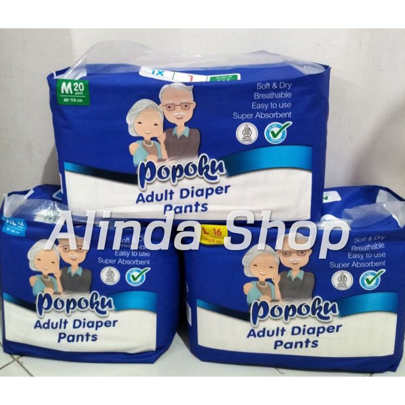 Popoku Adult Diapers Pants M20, L16, XL12.