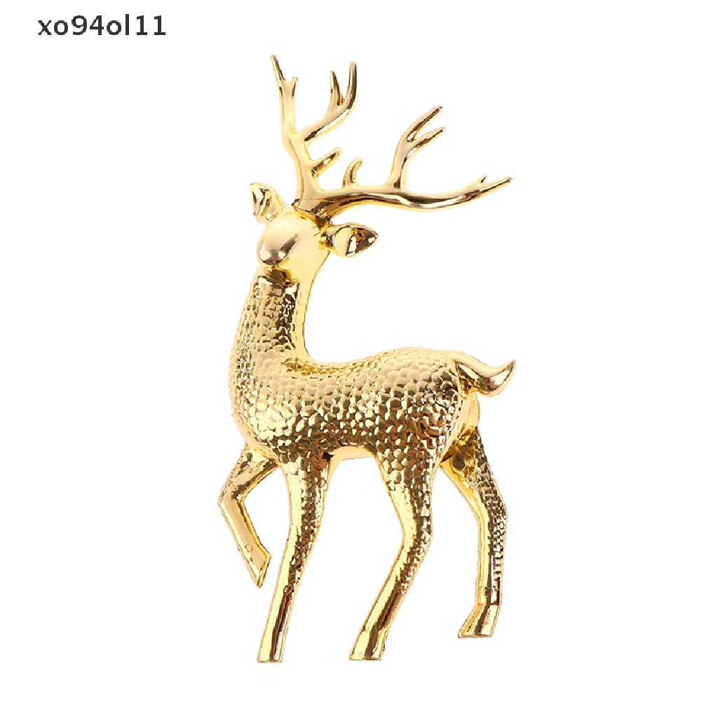 Xo 1pc Natal Elk Plastik Golden Cake Topper Dessert Dekorasi Hadiah Anak OL