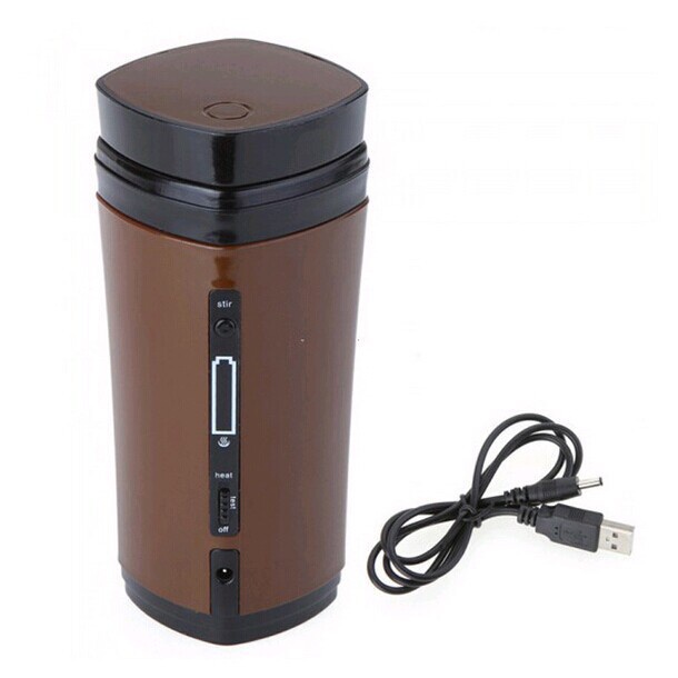 USB Rechargeable Heated Warmer Coffee Mug Cup with Automatic Stirring