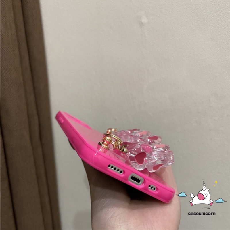 IPHONE Kompatibel Untuk Iphone11 14 13 12 Pro Max 7plus XR 78 Plus X XS Max SE 2020 Mewah Simple Glossy Halus Lembut Tpu Silicon Love Heart Gelang Tali Phone Case Dengan Wrist Band