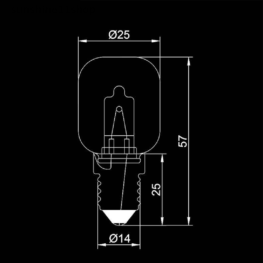 Sho Lampu Oven 220v 25W Tahan Suhu Tinggi 500derajat E14 Mulut Ulir Kecil N