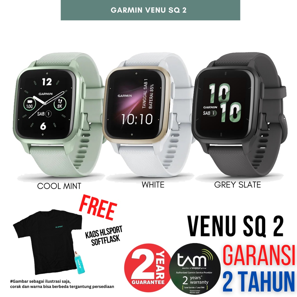 Garmin Venu SQ 2 SQ2 MUSIC GPS AMOLED Garansi Resmi TAM 2 Tahun