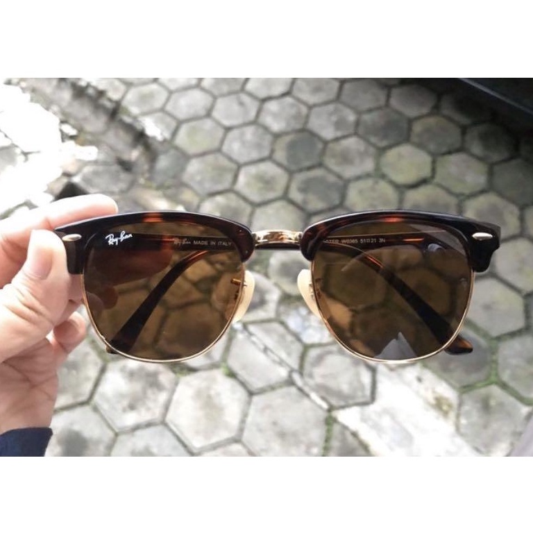 Kacamata Rayban Clubmaster Tortoise lensa Coklat list gold Original