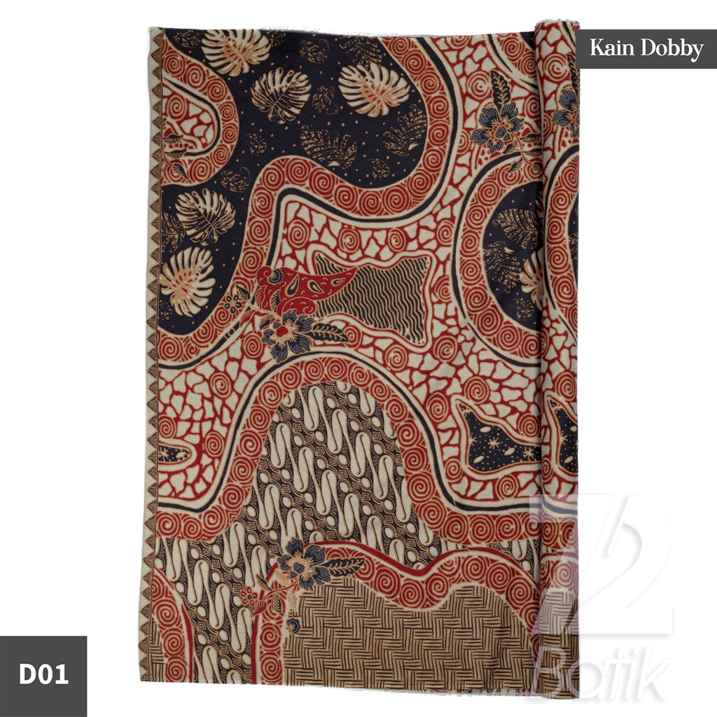 KAIN BATIK PREMIUM Dobby Motif Parang Roll Hitam Merah 722777 Cap 72 Jarik Jarit Samping Kebat Panjang Batik Dobby Modern Premium Bahan Seragam Batik Pernikahan Kantor Keluarga Murah Kamen Jadi Batik Bali Lembaran