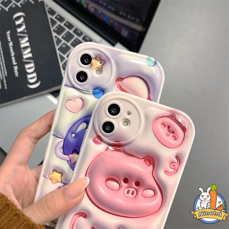 IPHONE Casing Kompatibel Untuk Iphone14 13 12 11 Pro Max X Xr Xs Max8 7 6 6s Plus SE 3D Vision Fashion Cosmic Planet Phone Case Expanded Air Cushion Lembut Tpu Shockproof Cover Pelindung