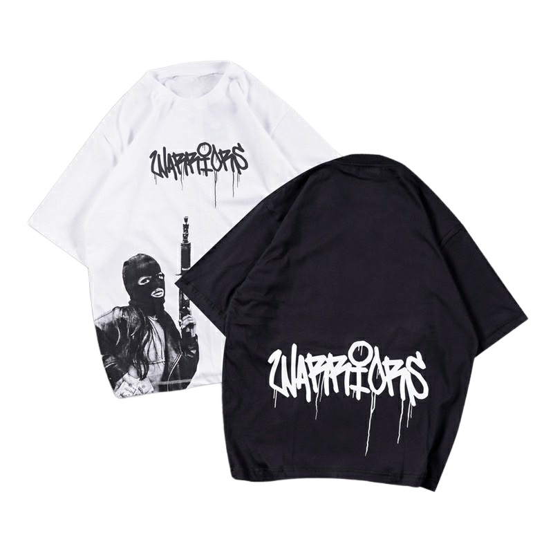 {Oversize}Baju Kaos Oversize Distro Cotton Combed Motif WARRIORS : AF