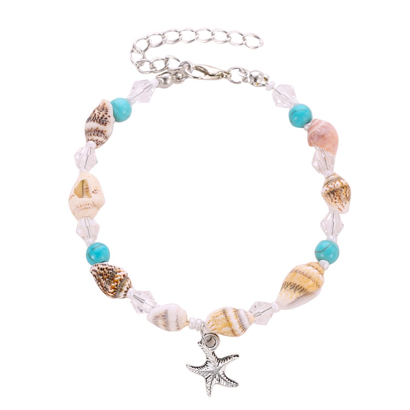 Boho Chic Bintang Laut Gelang Batu Alam Keong Manik-Manik Shell Gelang Kaki Ocean Beach Series Aksesoris