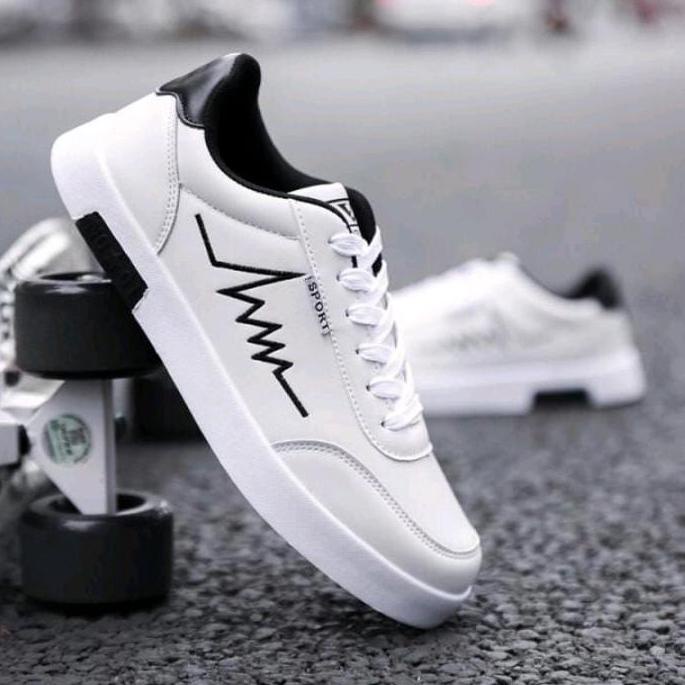 MURAH BANGET SEPATU sport fashion putih garis hitam sepatu pria casual sepatu fashion sport terlaris