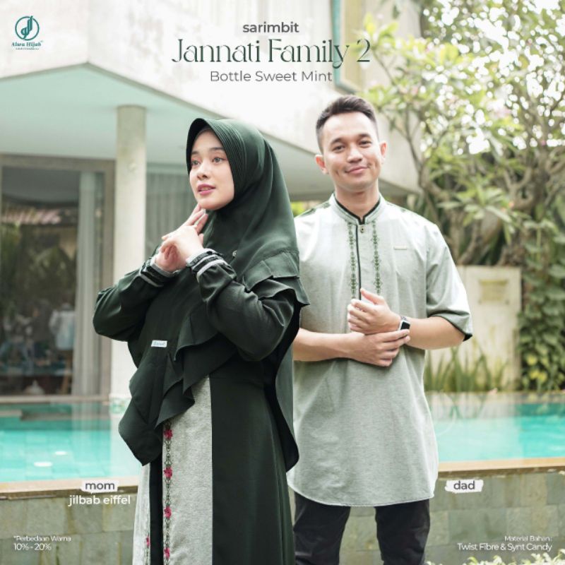 READY ALWA HIJAB SARIMBIT JANNATI BOTTLE SWEET MINT/ SARIMBIT KELUARGA/ SARIMBIT LEBARAN/ COUPLE LEB