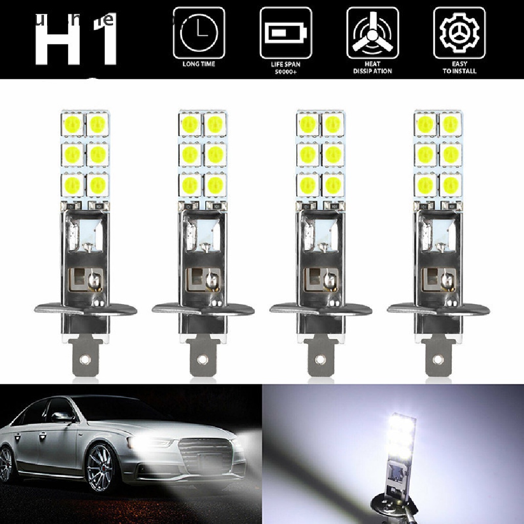 Sho 1Pc Lampu Depan LED Mobil H1 H3 Head Lights 55W 5050chip 6000K Fog White Lamps N