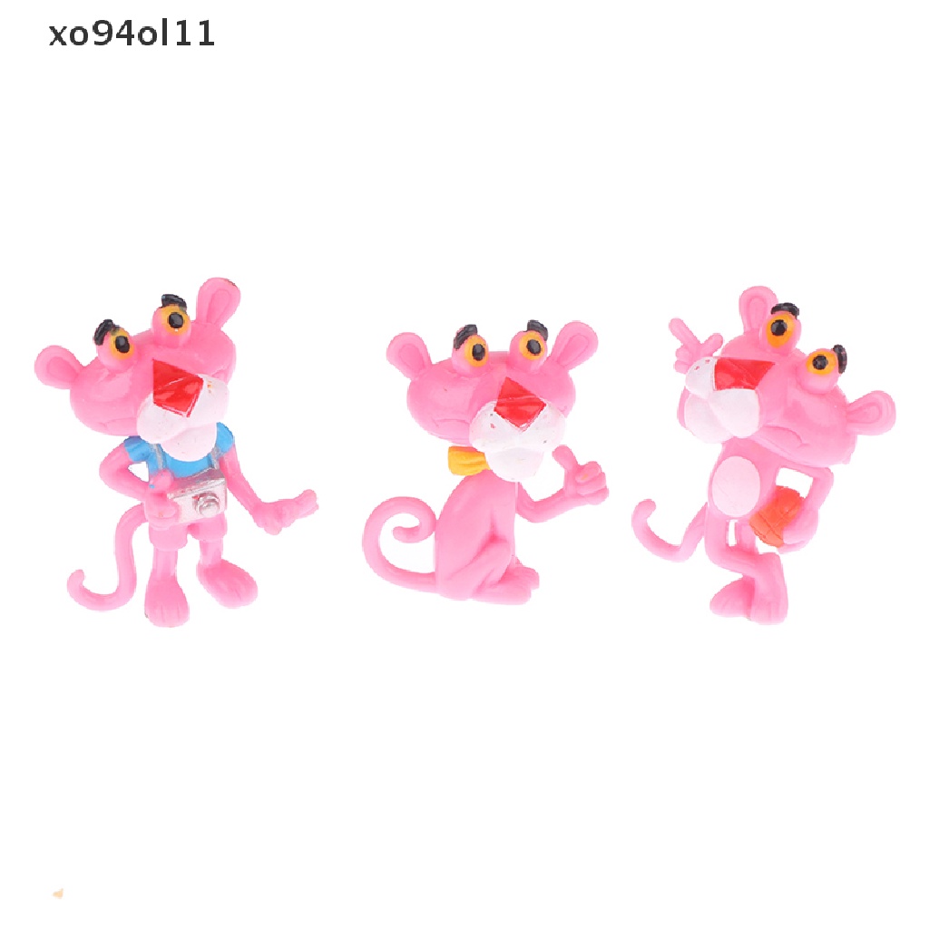 Xo 6Pcs Boneka Hewan Pink Panther Tokoh Anime Model Desktop Lucu Hiasan Mobil Dekorasi Rumah Mainan Anak Boneka Doll Mikro Landscape Ornamen Sisipan Kue OL