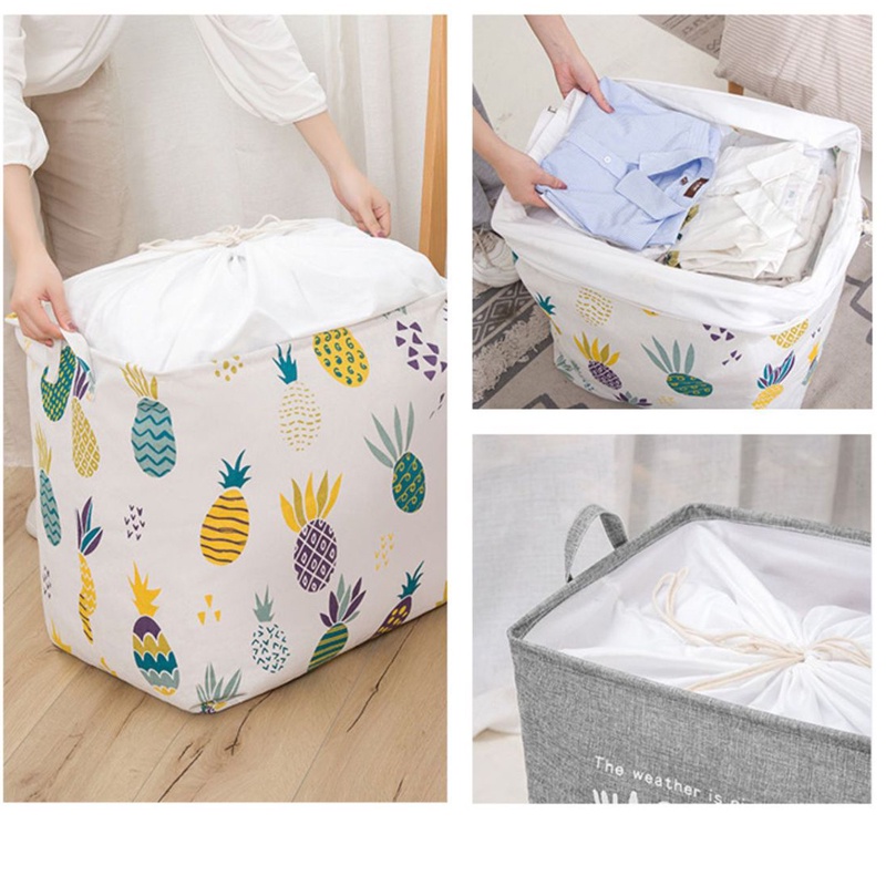 Keranjang Baju Mainan Jumbo 100 Liter/ Storage Bag Tempat Penyimpanan Serbaguna Keranjang Lipat Tempat Mainan Anak Bed Cover Baju Celana Gorden Selimut Baju Kotor Motif Minimalis