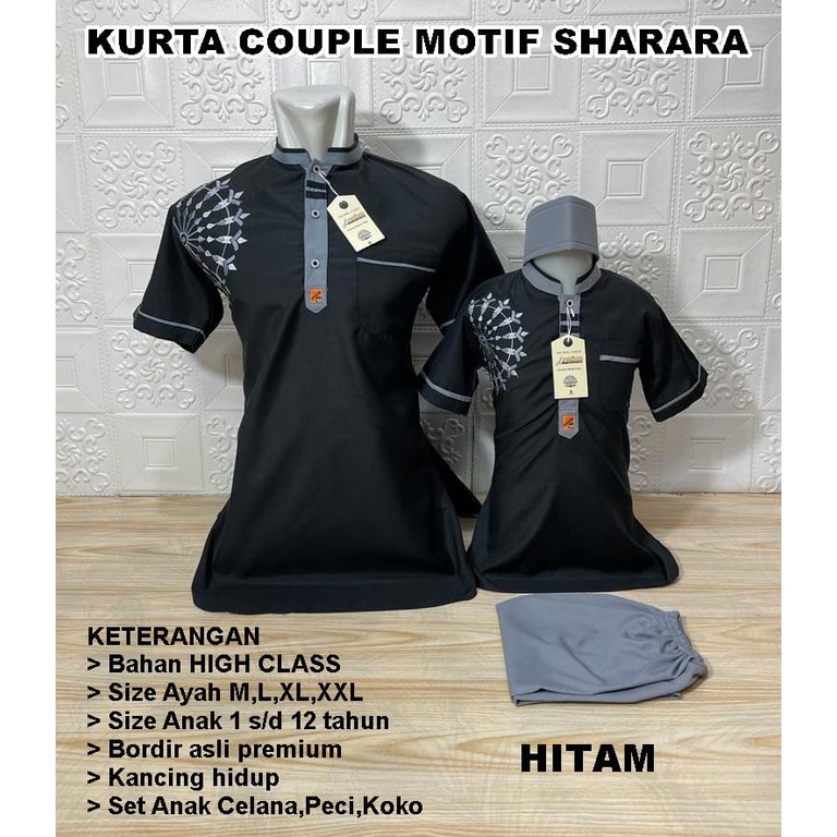 Koko Ayah dan Anak Couple / Kurta Ayah dan Anak Couple Motif Bordir Sharara