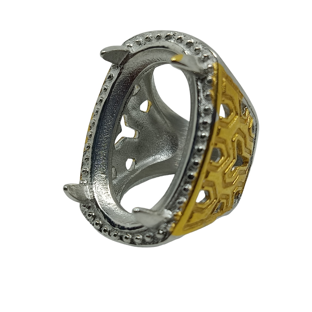Emban Cangkang Ring Cincin Titanium Kombinasi Jumbo 27x20- VeE Cincin Pria