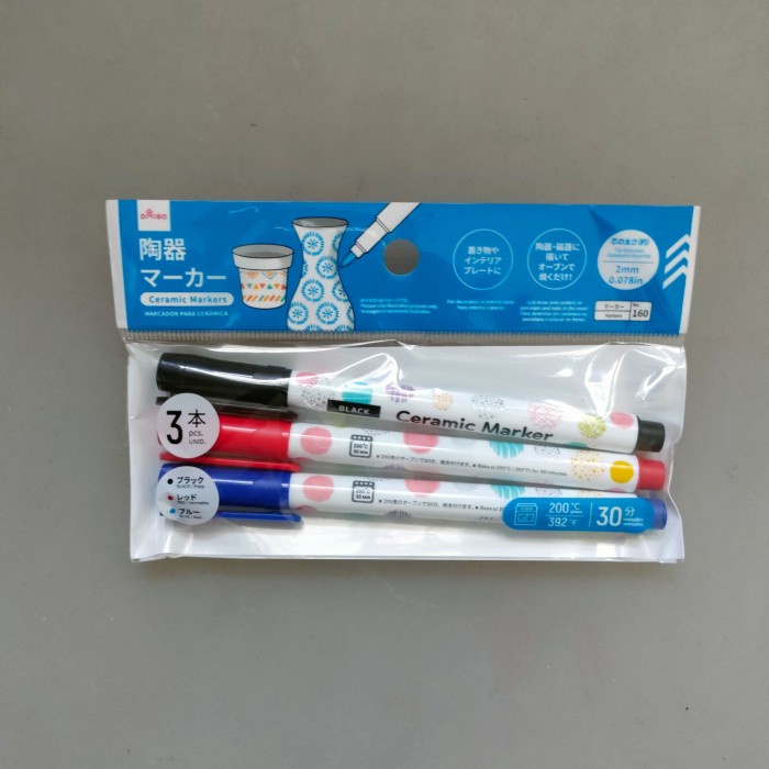 

#@#@#@#@] daiso spidol keramik ceramic marker merah biru hitam