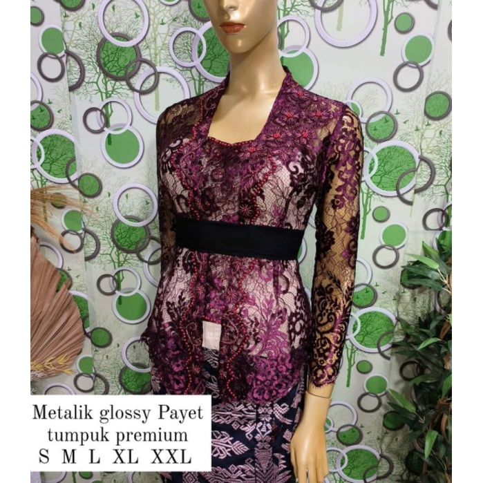 Kebaya Jadi Brokat Metalic Glossy Payet Tumpuk Premium Slim n' Fit Full Pinggiran