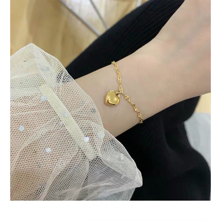 Gelang Kaki Motif Hati Untuk Wanita | Kalung Rose Gold 18k | Kalung Bahan Stainless Steel | Aksesoris Bahan Titanium Steel | Hadiah Ulang Tahun Tahan Air Tidak Pudar