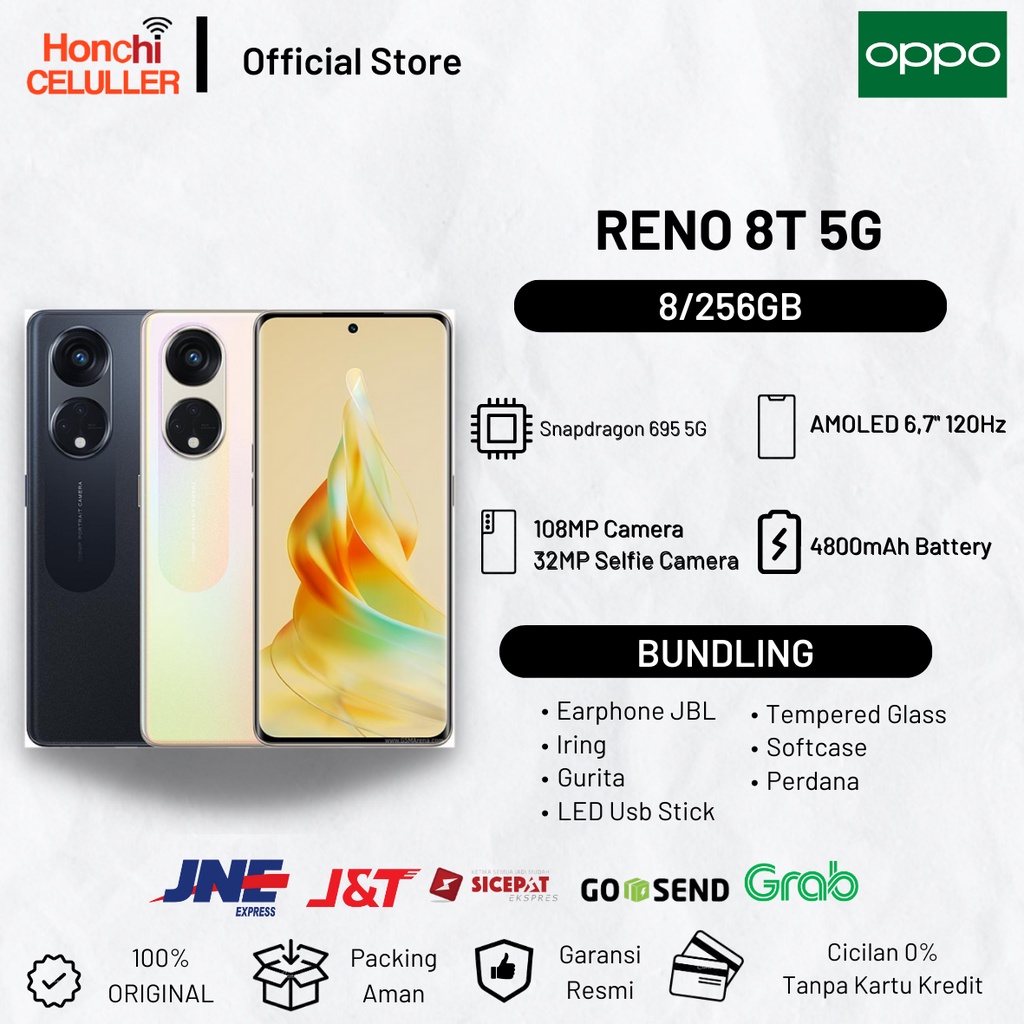 OPPO RENO 8T 5G 8/256 GB GARANSI RESMI OPPO INDONESIA