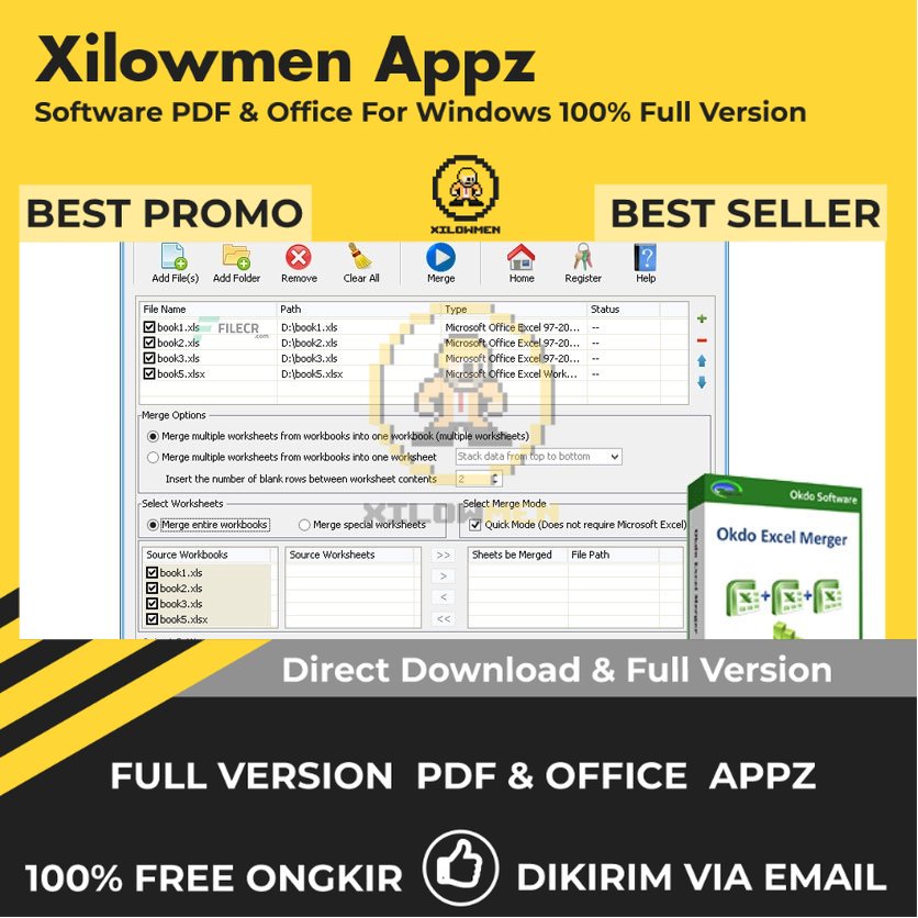 [Full Version]  Okdo Excel Merger Pro PDF Office Lifetime Win OS