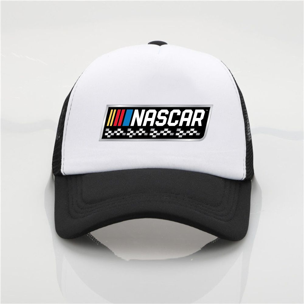 Topi Nascar Hitam Putih Model Jaring Premium