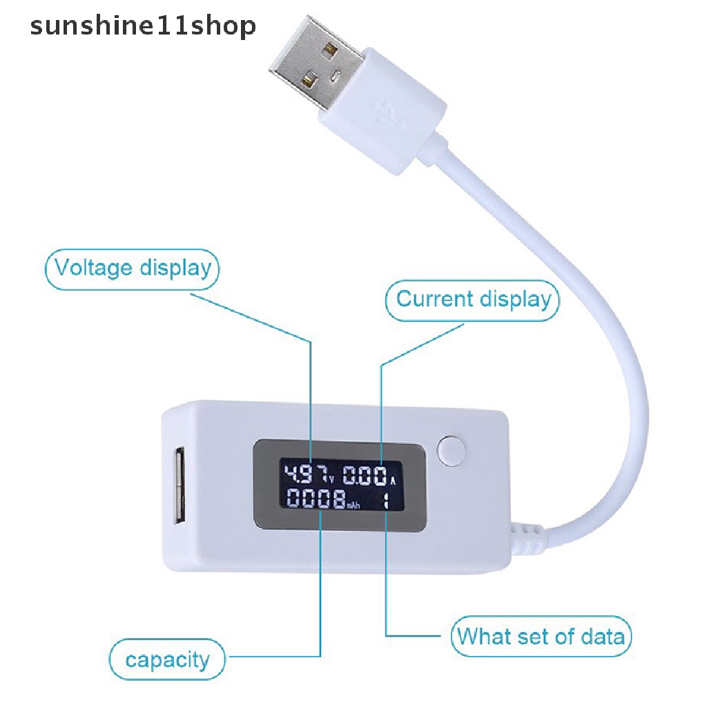 Sho LCD with Switch Digital Display Voltage Current Tester Meter USB Charger Kapasitas Tegangan Arus Tester Meter Detector N