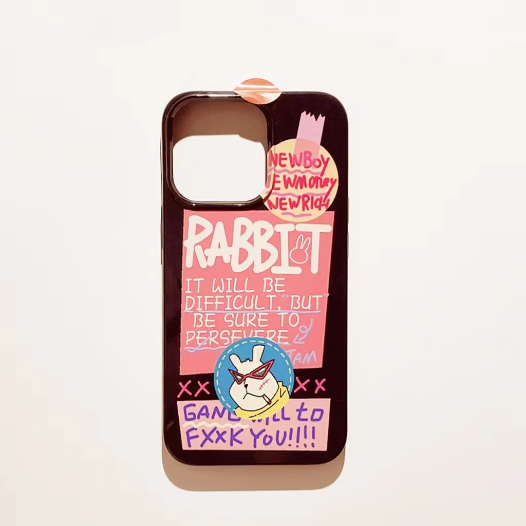 IPHONE Ins Kacamata Hitam Kelinci Cocok Untuk Iphone14 14pro 14plus 13 13mini 13pro 13prm iPhone12 7Plus 8Plus Xr XS 13 12mini Pro Max Empat Sudut Casing Ponsel Tahan Guncangan