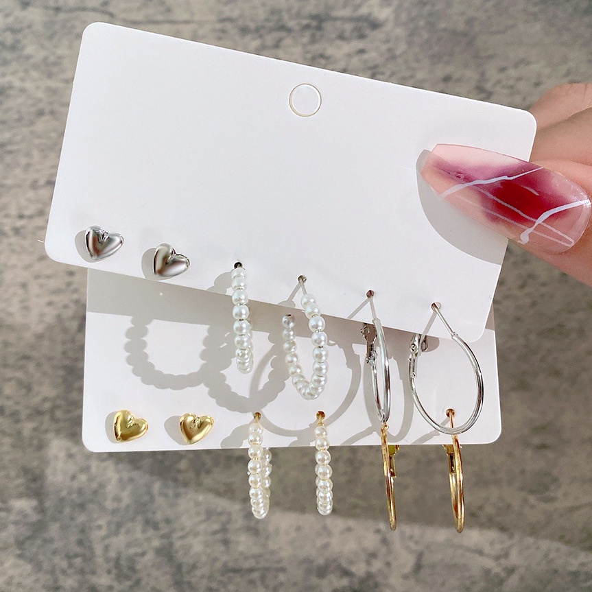 Retro Emas Perak Stud Earring Set Untuk Wanita Resin Kristal Mutiara Twist Hoop Earrings Dropping Oil Butterfly Heart Drop Earing Jewelry Aksesoris Fashion