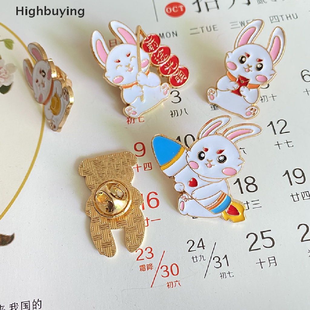 Hbid Tahun Baru Kelinci Alloy Pin Rabbit Bros Kartun Kelinci Pakaian Lapel Pin Lucu Bentuk Hewan Bros Kerah Badge Tas Kartun Perhiasan Aksesoris Glory