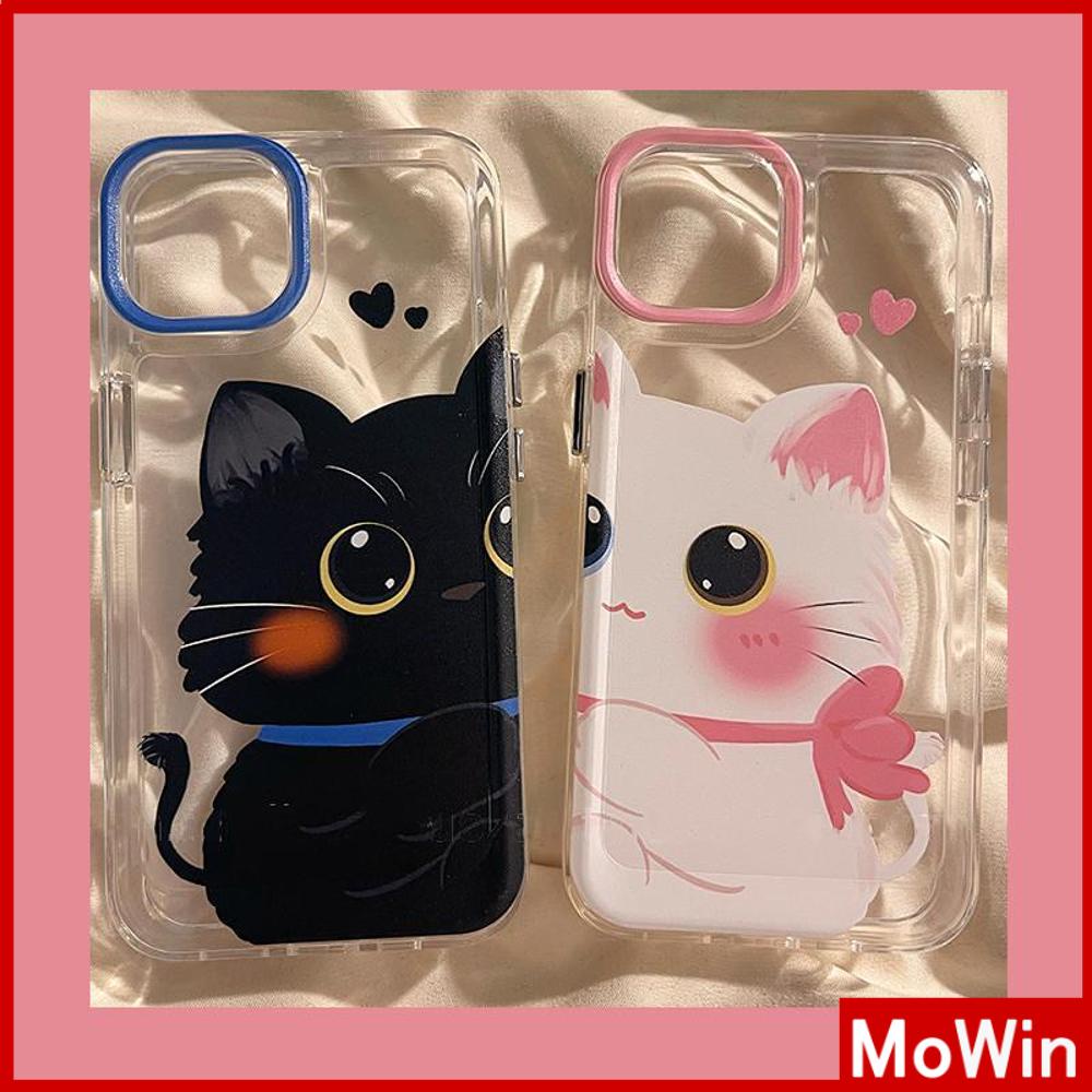 For iPhone 14 Pro Max iPhone Case Soft Case TPU Clear Case Plating Button Shockproof Cute Kitten Cat Compatible For iPhone 13 Pro Max 12 Pro Max 11 Pro Max 7plus XR xs max 6splus