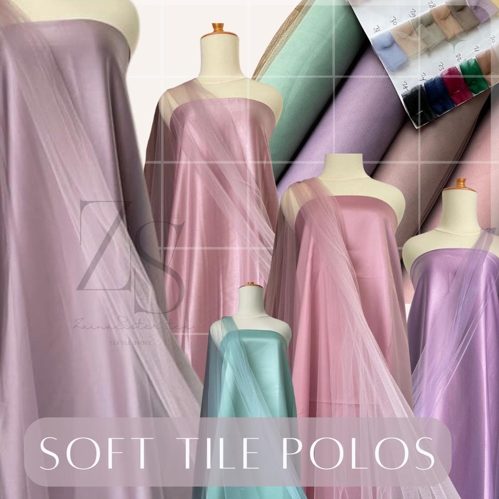 COD✔️ Bahan Kain Tile Tille Tule Tulle Polos Warna Pink Rosegold Dusty Purple Hitam Baby Blue Hijau 
