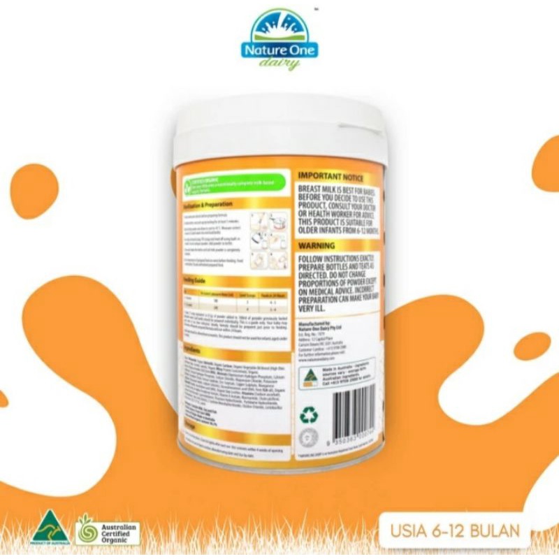 Nature One Dairy Organic Step 2 900gr Follow On 6 - 12 Month